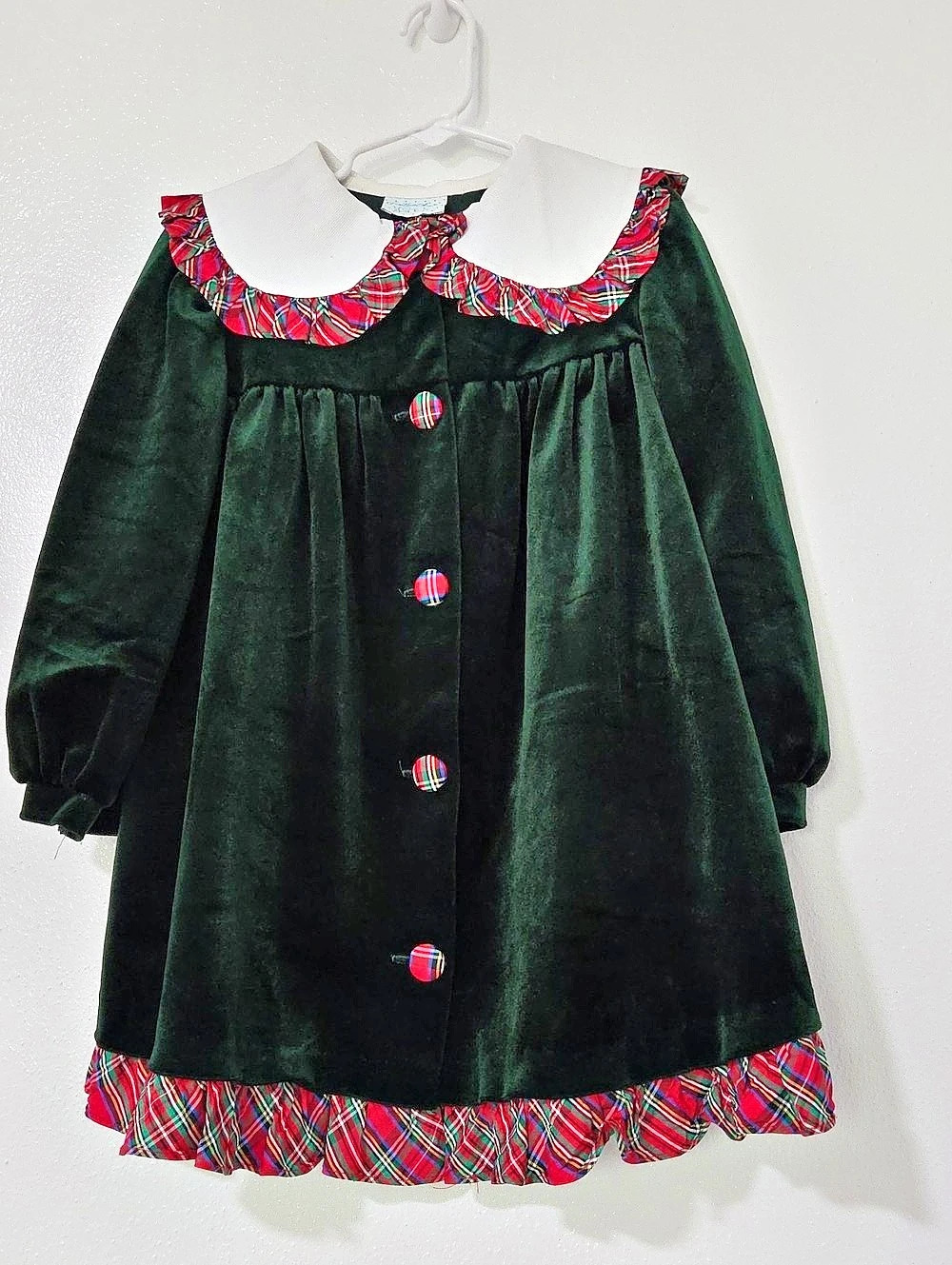 Caitlyn Scott Plaid Velvet Collar Dress